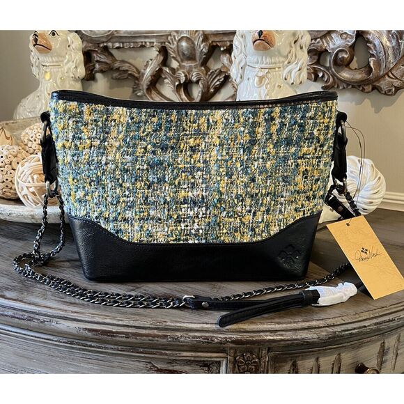 NWT Patricia Nash Tweed Boucle Salvina Crossbody Shoulder Bag Leather Purse